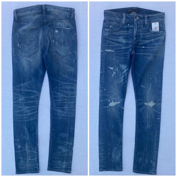 New GUESS Skinny Destroyed Jeans SZ 30 - Picture 1 of 5